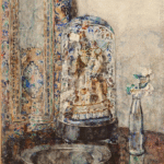 aquarel van een madonna in een glazen stolp van Rudolf de Bruyn Ouboter
